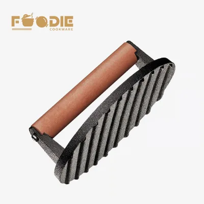 Hot Selling Cast Iron Meat Bacon Steak Press of Round Shape Grill Press Cast Iron BBQ Hamburger Pressure Plate