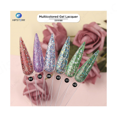 Multicolored Gel Lacquer Soak Off Shiny Christmas Nail Lacquer Gel Christmas Colorful Glitter Platinum Gel Polish