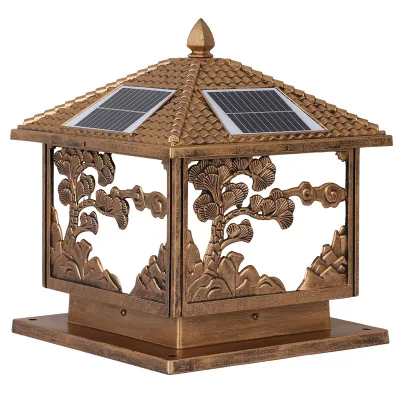 European Style Large-Sized Outdoor Solar Aluminum Alloy Pillar Lamp IP66 Rating 5-Year Warranty LED for Front Door Street Use
