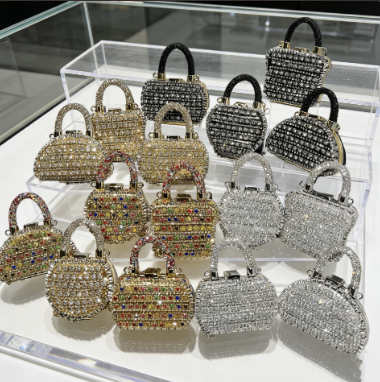 PEIQUAN Fashion Rhinestone Crossbody Bag Women Evening Clutch Handbag Bling Crystal Purse Wedding Party Banquet Hand Bags
