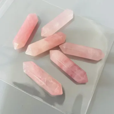 Wholesale Natural Stone Crystal Mixed Crystal Double Tower Point Rose Quartz Crystal Stones for Decoration