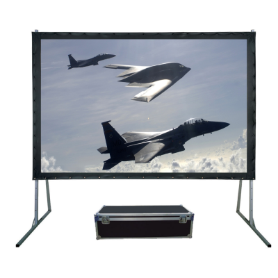 Front and Rear Projection Ground Standing Big Fast Fold 180 Inch Projector Screen With 4 Wheels Road Case