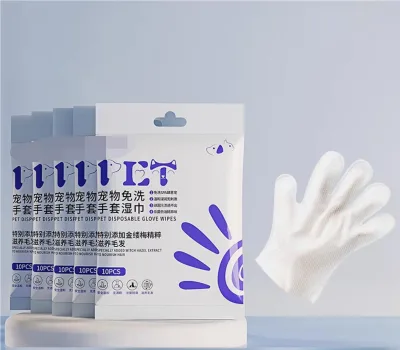 Disposable Pet Cleaning Gloves with Bathing Brush Wet Wipes for Dog and Cat Grooming and Bathing