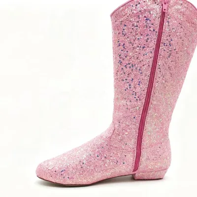 New Arrival Taylor Pink Shiny Upper Suede Outsole Jazz Princess Flat Low Heel Women Girls Pink Dance Boots on Promotion