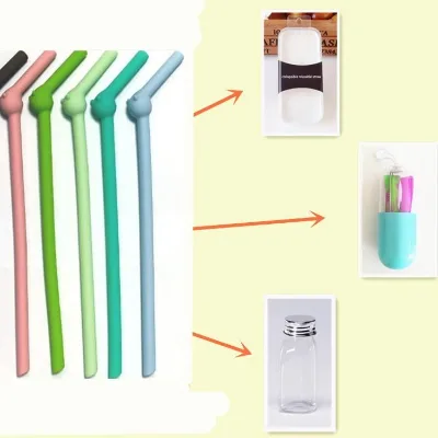 Silicone Collapsible Straws with Elephant Pattern Drinking Straws