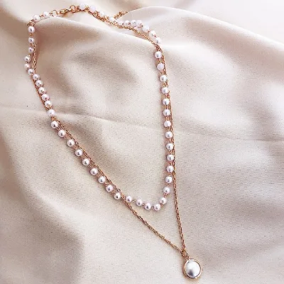 Fashion colorful chain Women's gift pendant necklace elegant beaded jewelry necklace