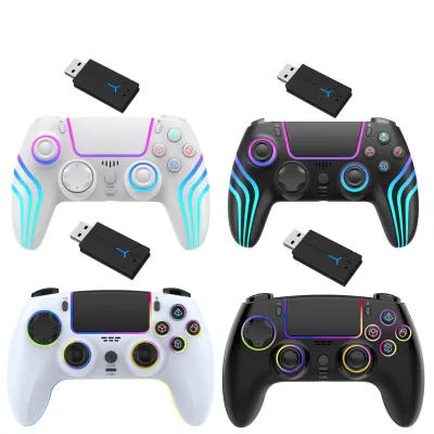 2.4GHz Wireless for PS5 Game Controller with RGB LED Lamp Six-axis Gyroscope PC Gamepad for PC for Joysticks & Controllers