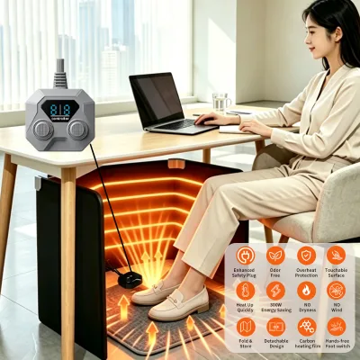 2026 Foldable Electric Carbon Infrared Heater 3 Temperature Adjustable Auto off Safety Portable Office Desk Panel Foot Warmer