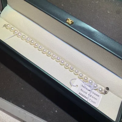 Best Quality Natural Freshwater 6A Round 7inch 8-8.5mm 925 Silver Bracelet Round Pearl Bracelet for Women