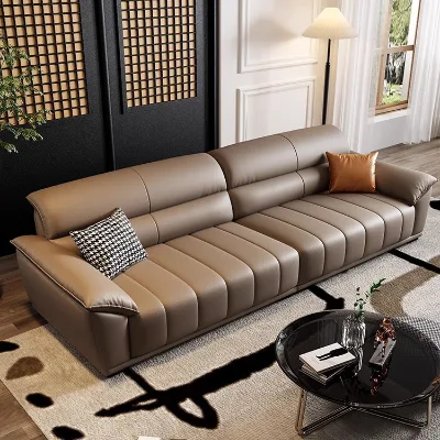 Italian Modern Casual Living Room Set Piano Key First-Layer Cowhide Full Leather Sofa Modular Chesterfield Corner