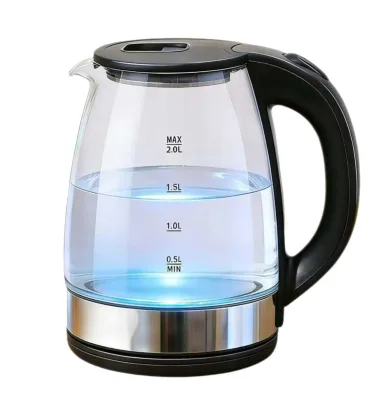 New Design 2000W Glass 2 Liter Quality Electronic Borosilicate Visible Glass Kettle Cheap Large Capacity Electric Kettles