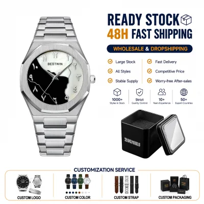PINTIME QT745 Fashion Waterproof Casual Business Sports Steel Arabic Numerals Quartz  for Men Wrist Luxury Custom Dial Watch