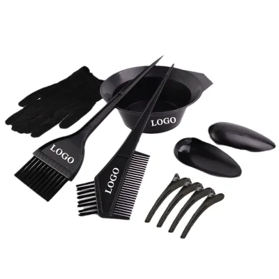 Custom Logo Disposable Hair Color Kit Professional Plastic Hair Tinting Bowl Hair Agitator Dye Brush Ear Cover Hairpin for Salon