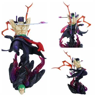 28CM Zoro Cartoon PVC Anime Figure Toy 0 Pieced Fight Battle Japanese Manga