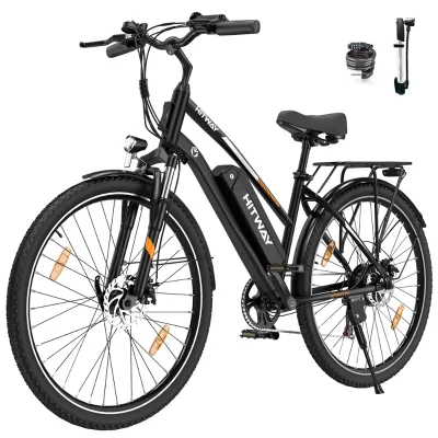 HITWAY BK27 28 Inch Electric Mountain Bike 90km Range 25KM/H Removable Battery Electric Bicycle Electronic Features UK EU Stock