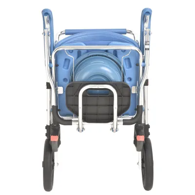 Foldable Medical Transfer Shower Seat Padded Armrest Commode Chair with Wheels Aluminum Commode Toilet Chair