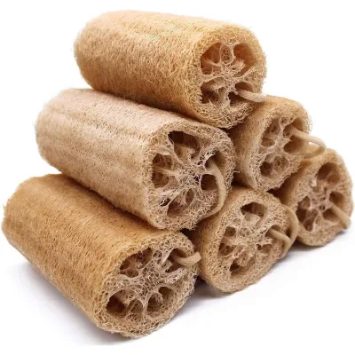 CF Organic Natural Loofah Sponge with Hanging Rope Compressed Flat Design Softens in Water Body Exfoliator Shower Bath Sponge