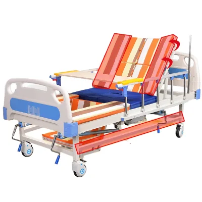 Hospital Furniture New Multi-functional Iron Portable Hospital Manual Crank Patient Bed with 2 Revolving Levers