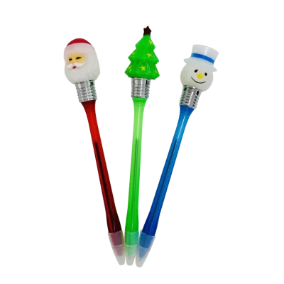 H-TONE Wholesale Customized Christmas Themed Ball Point Pen With Light Silicone Material