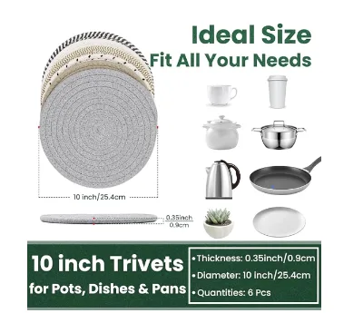 EASTOMMY 10" Trivets for Dishes, Pots and Pans