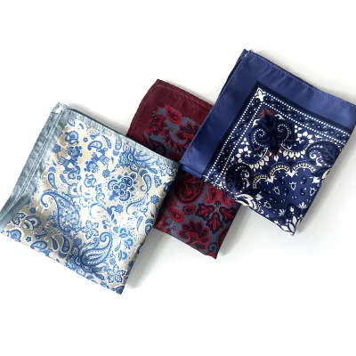 Factory OEM Custom Design Hanky Silk Pocket Squares High Quality Flower Pattern Luxury Classic Pocket Square for Fashion Men