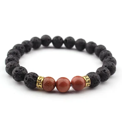 Lava and turquoise stone bracelet,handmade chakra bracelet,yoga mala bracelet