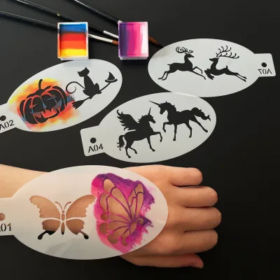 Reusable Temporary Plastic Adhesive Tattoo Stencil Body Art Accessories for Kinder Painting Drawing Toys Set