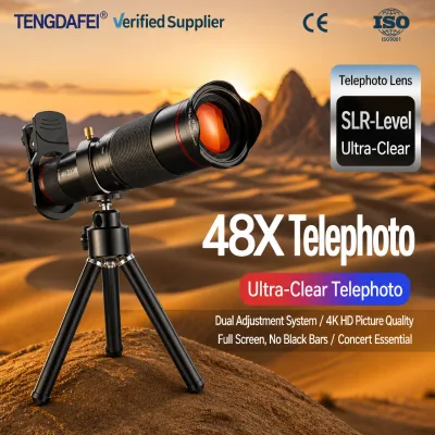 Universal 48X Smartphone Telephoto Lens with Tripod Lightweight for Travel Outdoor Vlogging Content Creator Factory Wholesale