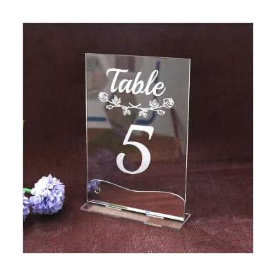 Transparent Acrylic Luxury Table Numbers Wedding Bar Decoration UV/Silk Screen Printed 4x6inch Customized OEM Restaurant Bag