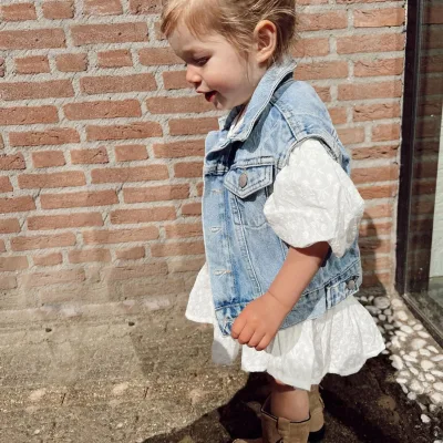 Cross-border Spring/summer New Arrivals Versatile Korean Style Kids Solid Color Denim Vest Boys Waistcoat Girls Enzyme