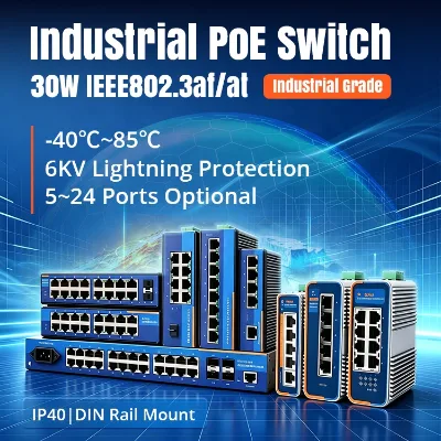 USR Industrial POE Switch Managed Unmanaged Optional 5 8 16 24 Port 100M Gigabit DIN Rail 6KV IP40 POE Ethernet Switch