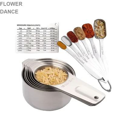 Heavy Duty Bakeware Measuring Tools 13 Pcs Stainless Steel Measuring Cup Measuring Spoon Set with Ring