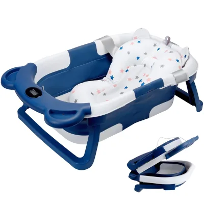 Baby Folding Bathtub Portable Travel Baby Bathtub Collapsible Baby Bathtub for Infants to Toddler with Thermometer