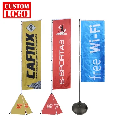 Promotional Product Wholesale Advertising Sport Decorations 180X60Cm Nobori Flag With Pole Stand