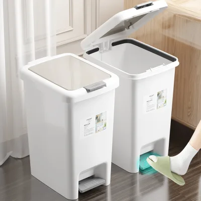 Home Use 80L Plastic Foot-Pedal Trash Can with Mute Opening/Closing Lid for Kitchen Bathroom Toilet Living Room Bedroom Office