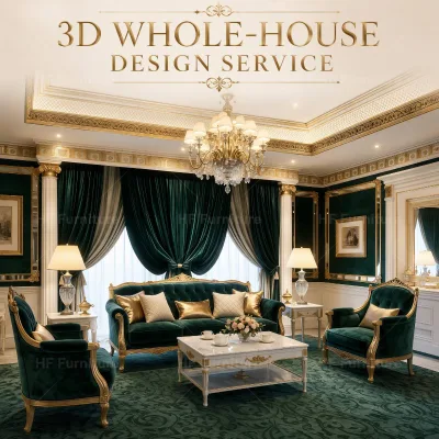 3D Whole House Design Service Royal Luxury Dining Room Solution Customized Furniture System Mansion Decoration Master Plan