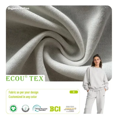 Organic Cotton Interlock Jersey Fabric 32S 140gsm Lightweight Knit Eco-Friendly Garment Use GOTS Certified in Stock