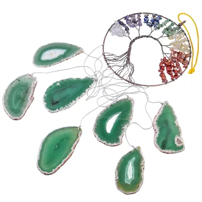 2026 Wind Chime Agate Slices Butterfly Shape Crystal Decorative Arts and Crafts Colorful Natural Agate Slices Wind Chimes for Home