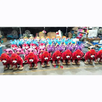 Battery Powered Coin Operated Plush Zippy Rides Electronic Animal Walkers for Park Adventures