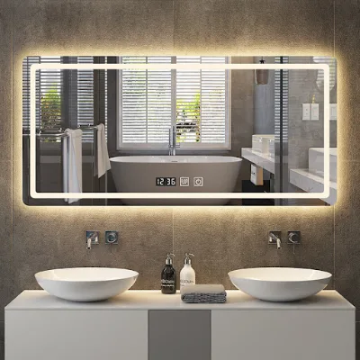 Aluminum Oval Led Bathroom Wall Mount Mirror Illuminated Bathroom Oval HD Silver LED Touch Sensor Light Mirror