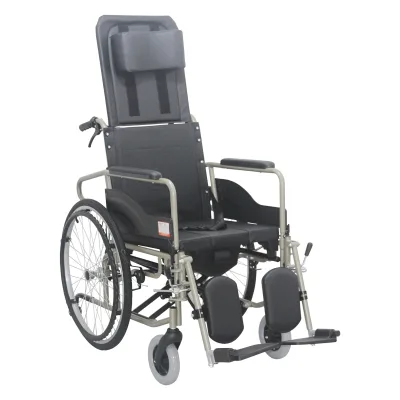 Folding Aluminum High Back Manual Commode Wheelchair for Disabled