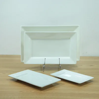 Factory Wholesale Ceramic white Dinner Plate restaurant, rectangle microwave plate