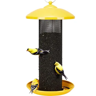 Custom Outdoor Rust Resistant Metal Mesh Wild Bird Feeders Hanging Tube Finch Backyard Garden 2 Lbs Thistle Seed Capacity