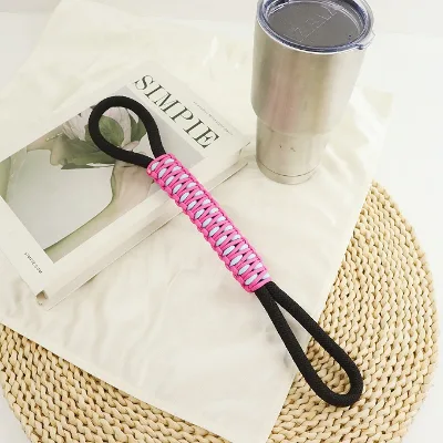 Two-Tone Braided Paracord Water Bottle Strap Non-Slip Handmade Cup Handle Lanyard for Outdoor Travel