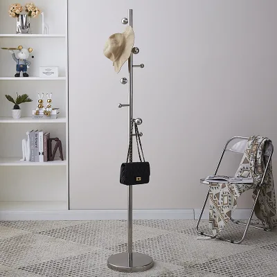 Stainless Steel Luxury Floor-standing Coat Hat Rack Home-use Marble-top Bedroom Freestanding Clothes Hanger Thickened Seamless