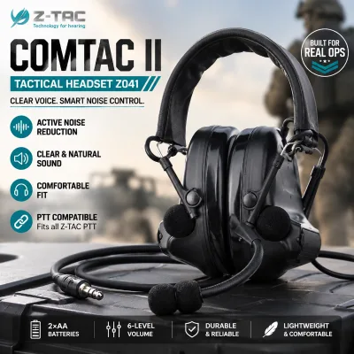 ZTAC Z041 ZComtac II Tactical Communication Headset-Factory Price IPX-6 Waterproof Wired Connection Noise Cancelling 20+ Hours