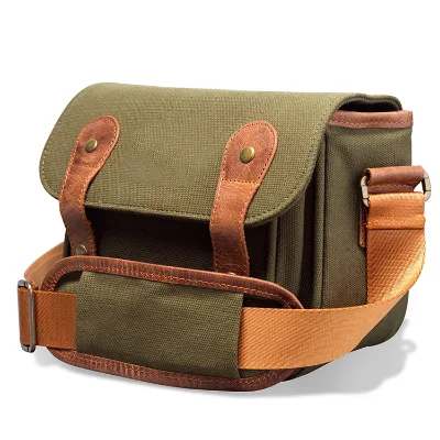 Hot Selling Vintage Leather & Canvas Camera Bag Crossbody Single Shoulder Weekend Camera & Video Bag
