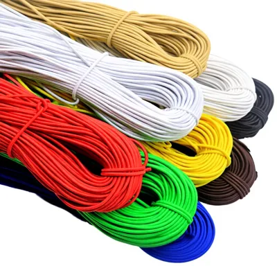 Durable Factory Elastic Rope Polyester Latex Rubber Cord 2mm 2.5mm 3mm for Garment Bags Sewing DIY Crafts