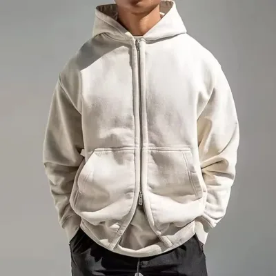 Custom Men Heavyweight Fleece Cotton French Terry High Quality Double Zipper Full Zipup Blank Heavy Zip up Hoodie