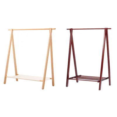 Boutique-Appropriate Single-Tier Beech Wood Clothing Rack for Living Room Use